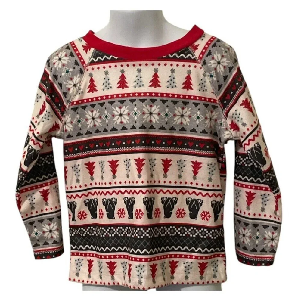 Cuddl Duds Boys Fair Isle Flannel Pajama Top Size XS 4/5 Long Sleeve